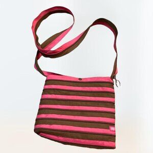Zip it Pink and Brown Crossbody Bag School, 2000s core Y2k